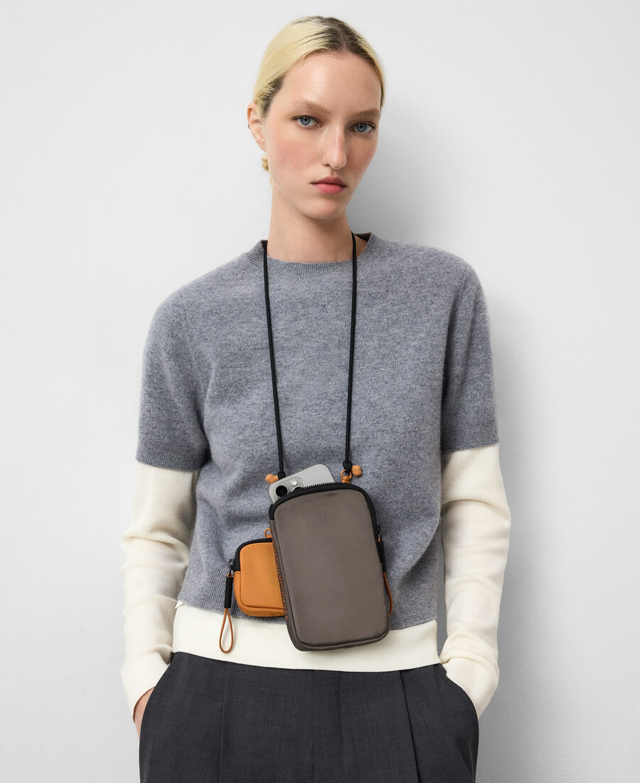 zweifarbiger nylon-handyhalter für damen