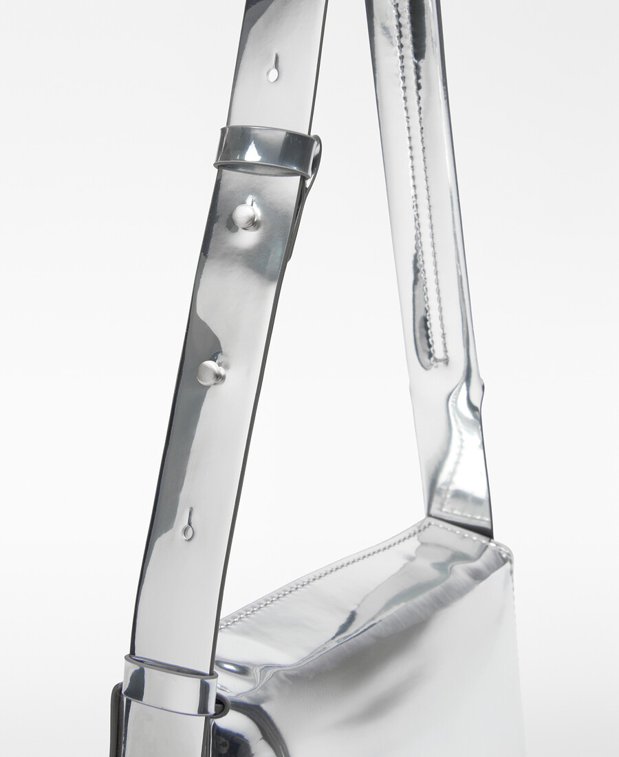 schultertasche mit glimmer-metallic-finish für damen