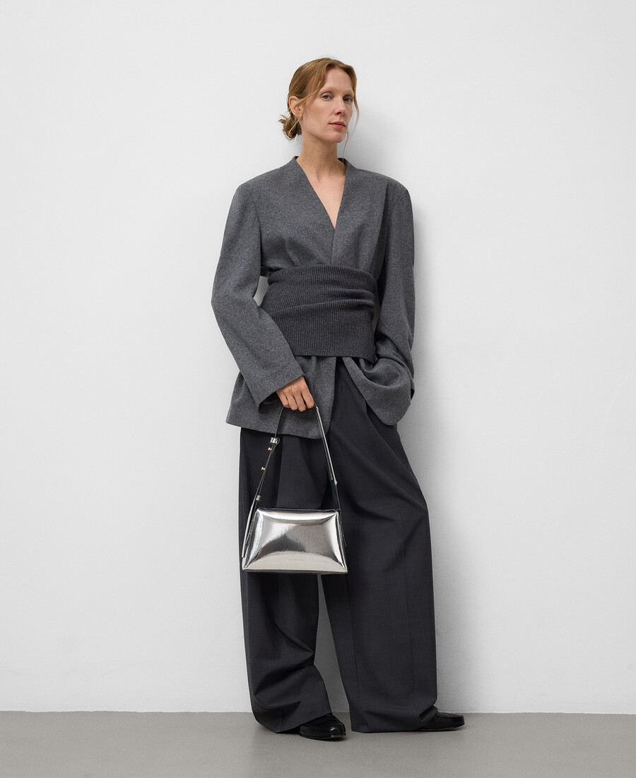 schultertasche mit glimmer-metallic-finish für damen