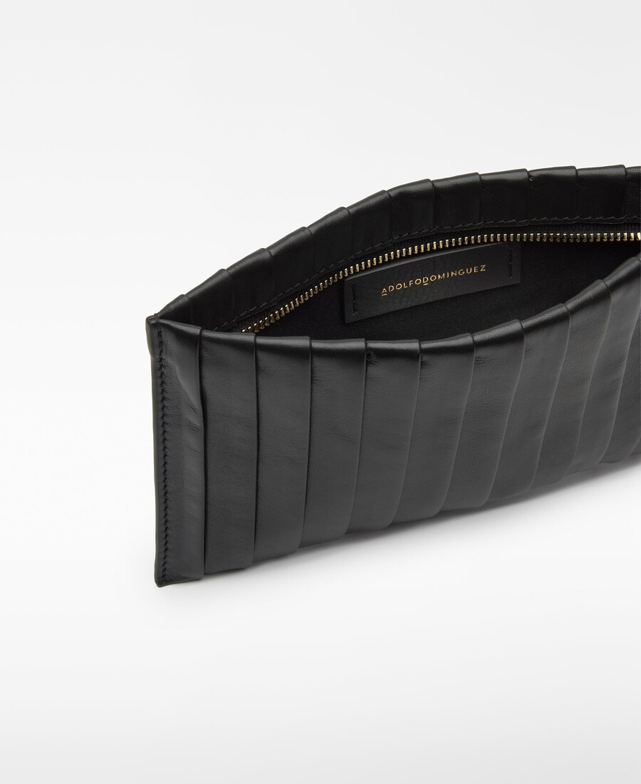 rechteckige plissierte lederclutch für damen