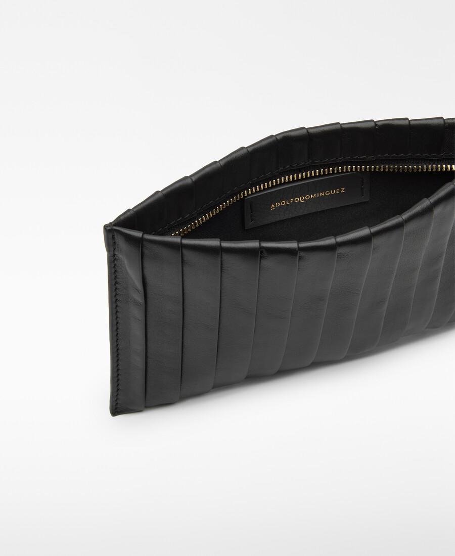 rechteckige plissierte lederclutch für damen