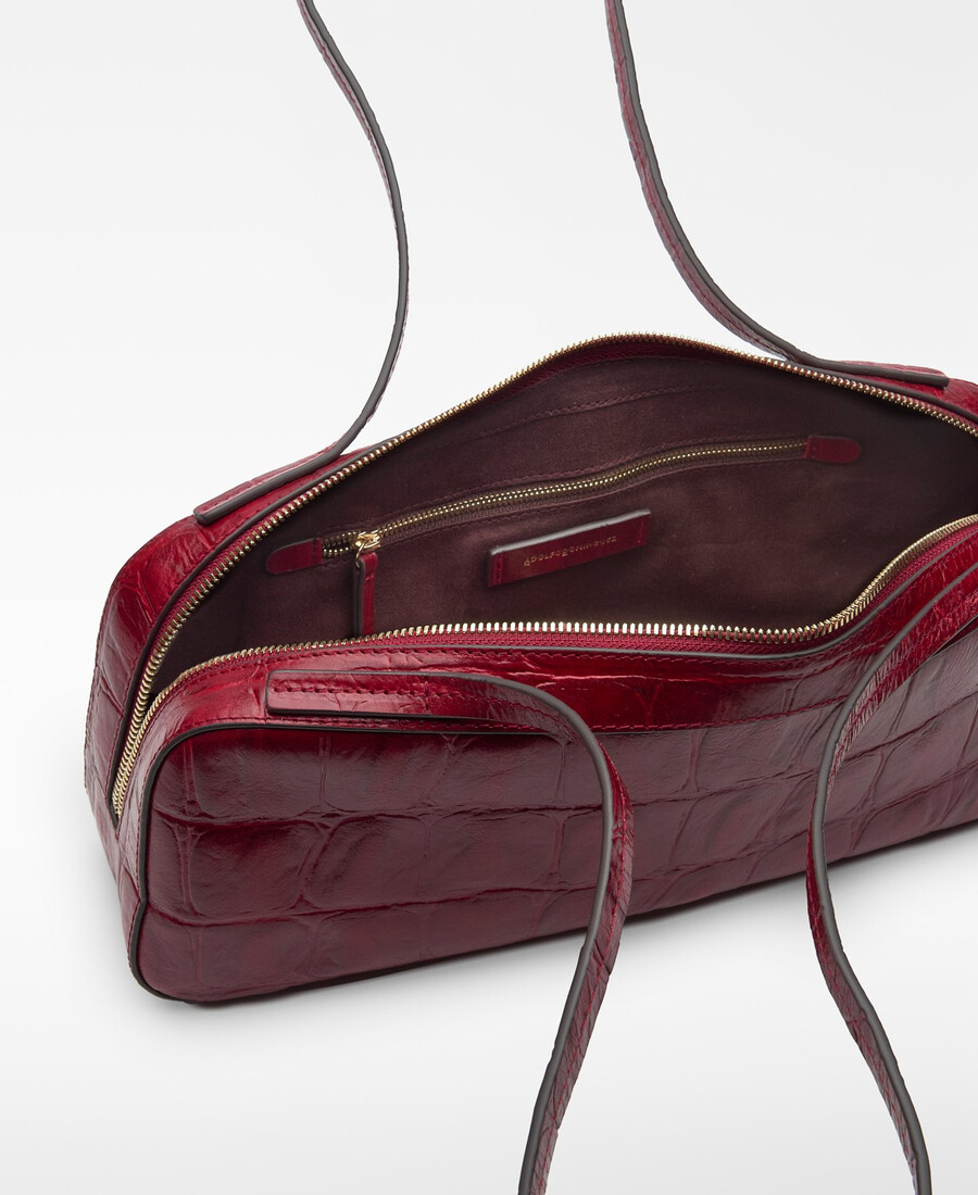 bowlingtasche mit krokodilprägung von mica für damen