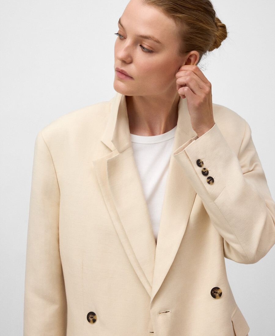 blazer mit doppeltem revers und gürtel für damen