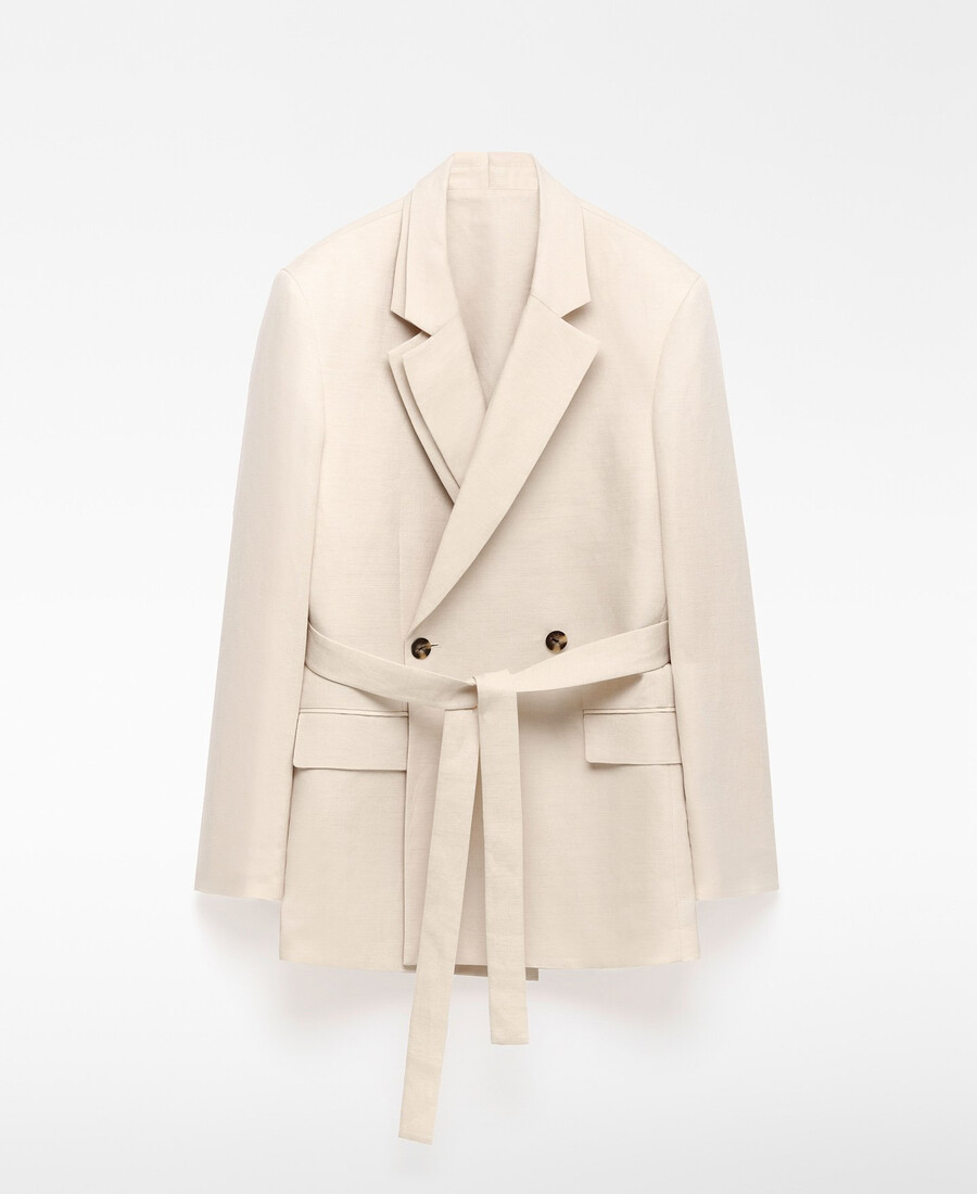 blazer mit doppeltem revers und gürtel für damen