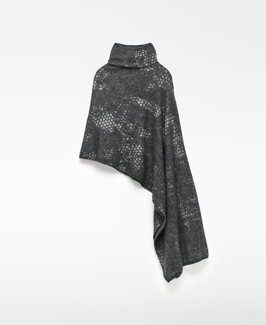 asymmetrischer jacquard-strickcape für damen