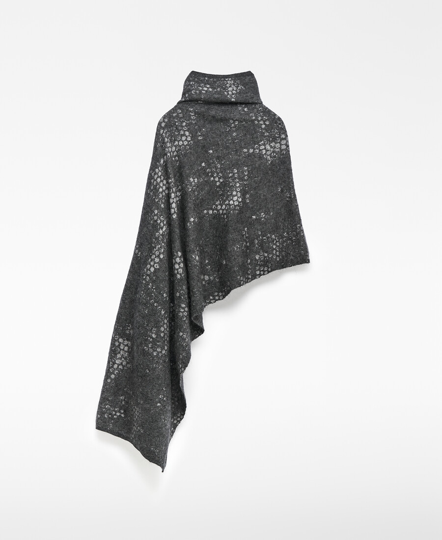 asymmetrischer jacquard-strickcape für damen