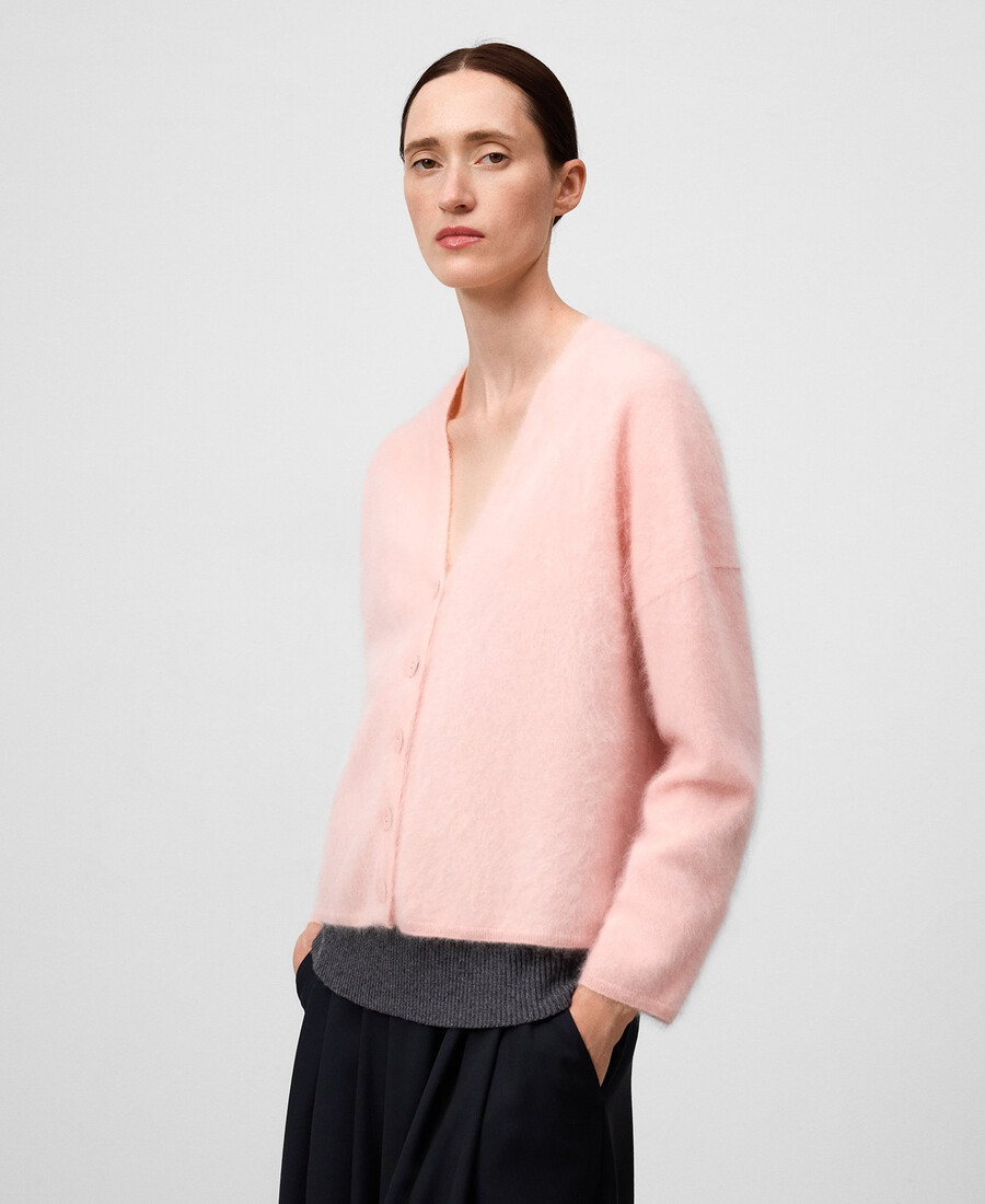 damen-cardigan aus gebürstetem kaschmir