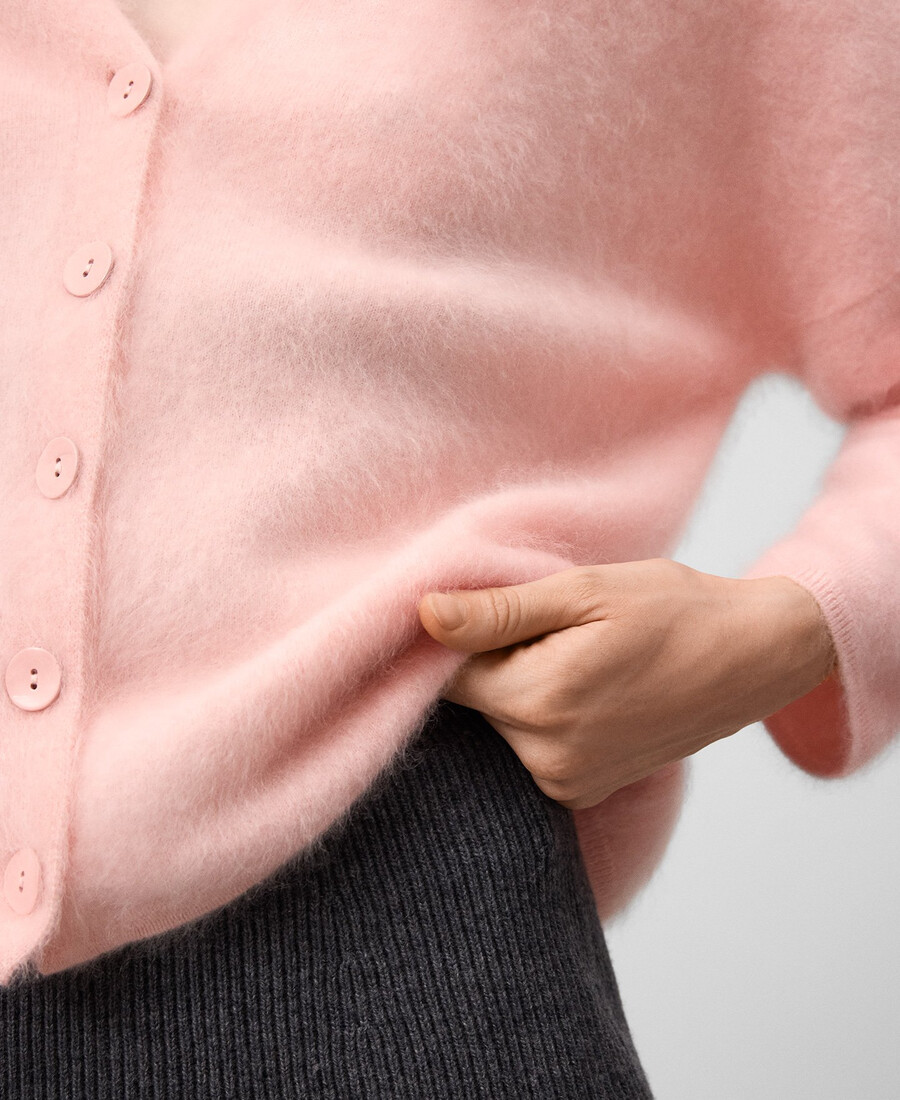 damen-cardigan aus gebürstetem kaschmir