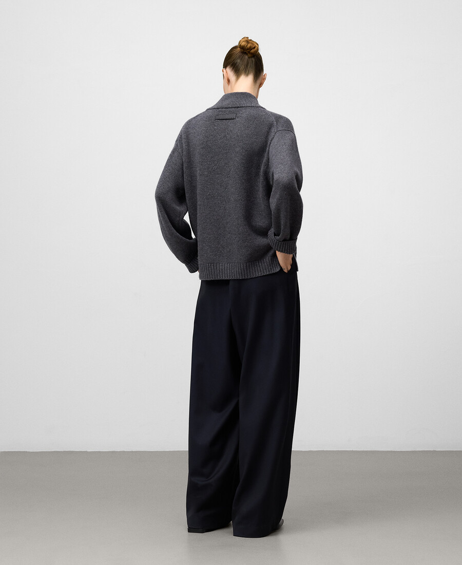 damen-cardigan aus merinowolle mit hohem kragen