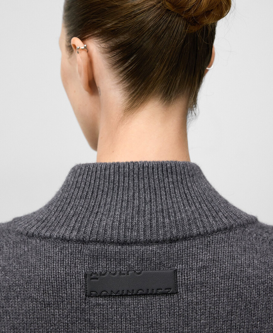 damen-cardigan aus merinowolle mit hohem kragen