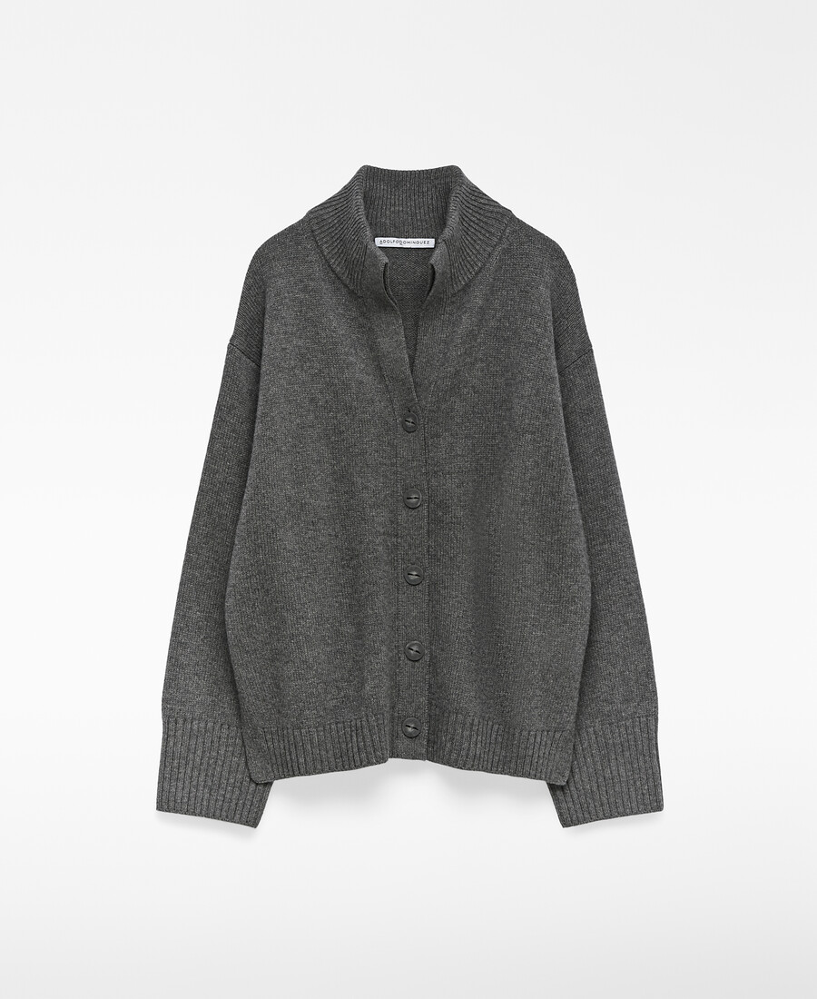 damen-cardigan aus merinowolle mit hohem kragen