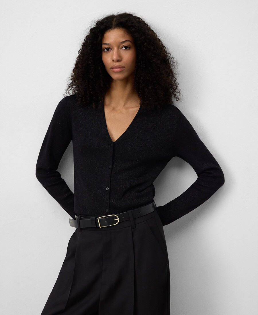 metallic-strickjacke tailliert damen