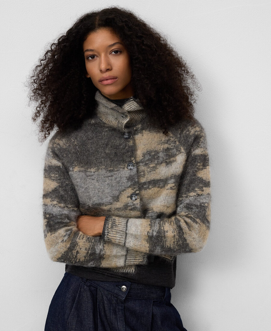 strickjacke mit farbverlauf und jacquardmuster für damen