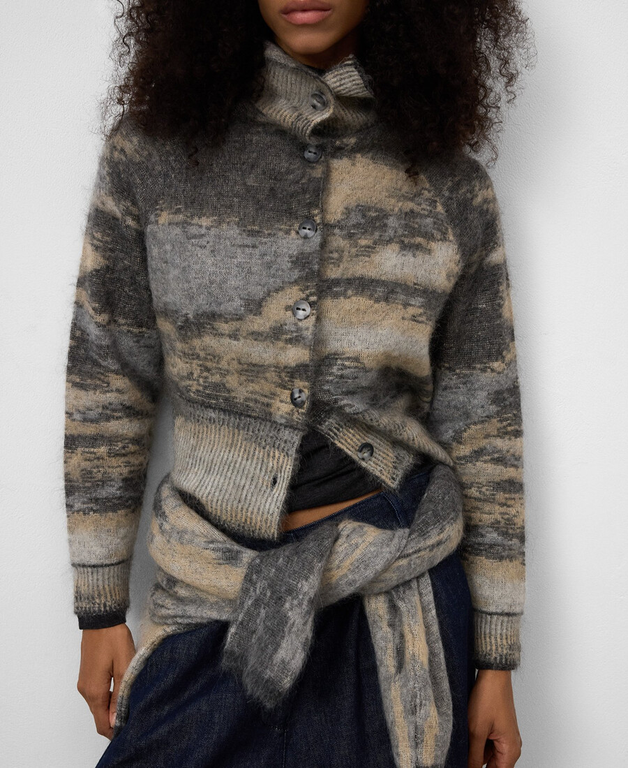 strickjacke mit farbverlauf und jacquardmuster für damen