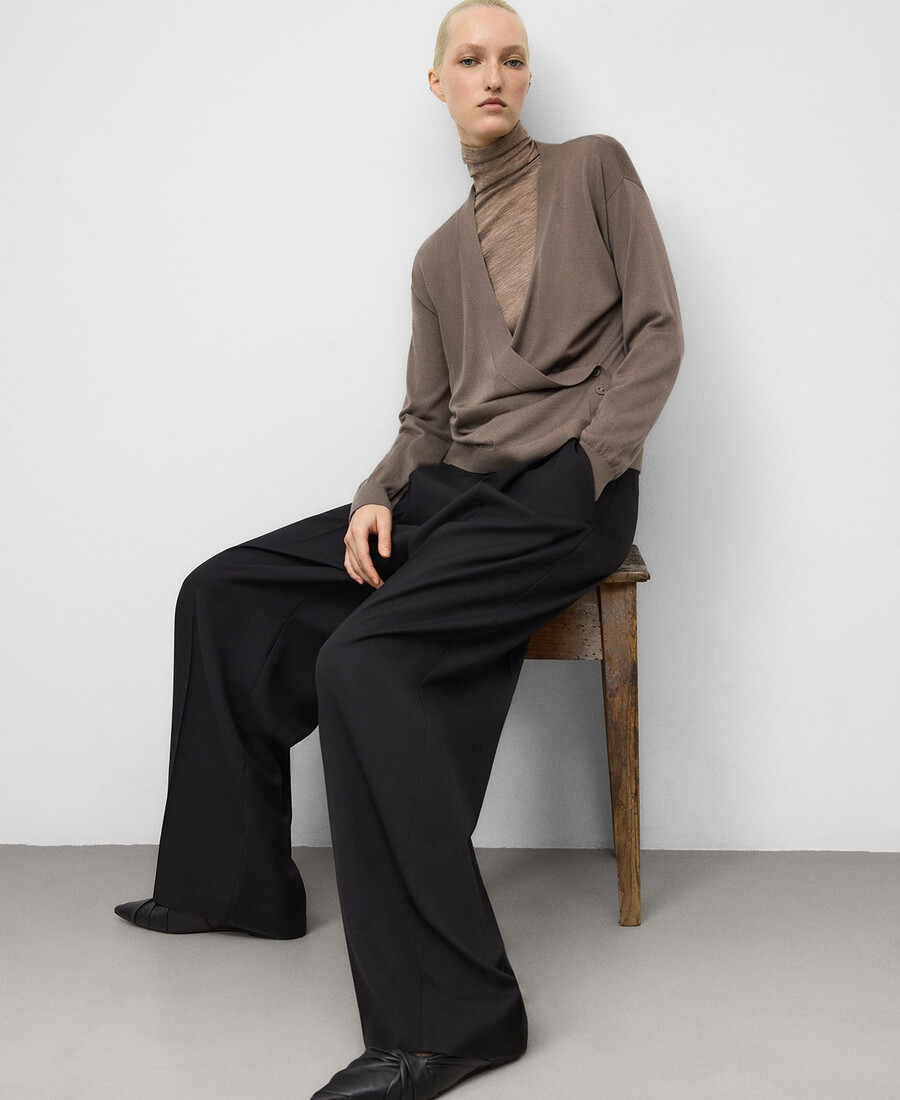 wickelcardigan aus merinowolle für damen