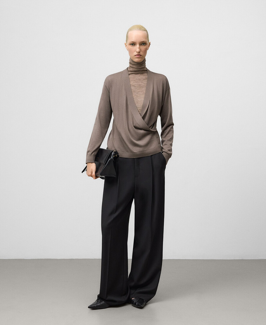 wickelcardigan aus merinowolle für damen