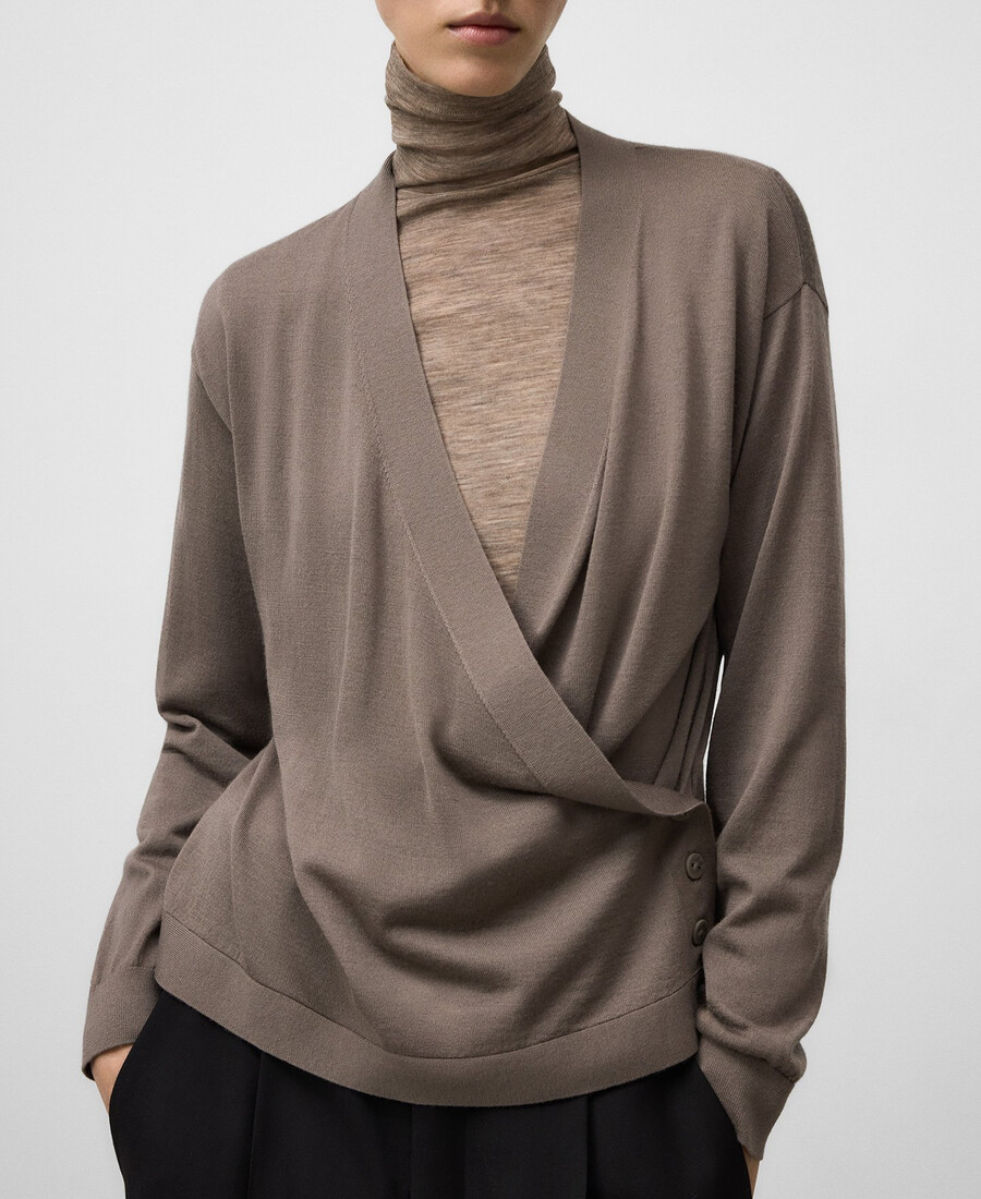 wickelcardigan aus merinowolle für damen