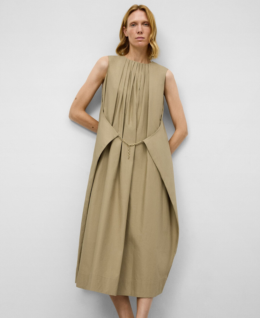 plisseekleid mit kettendetail für damen