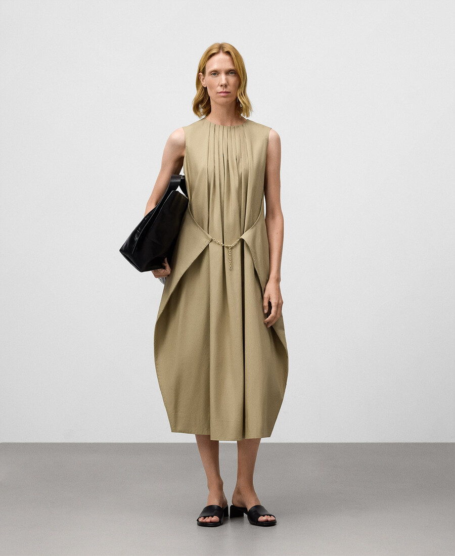 plisseekleid mit kettendetail für damen