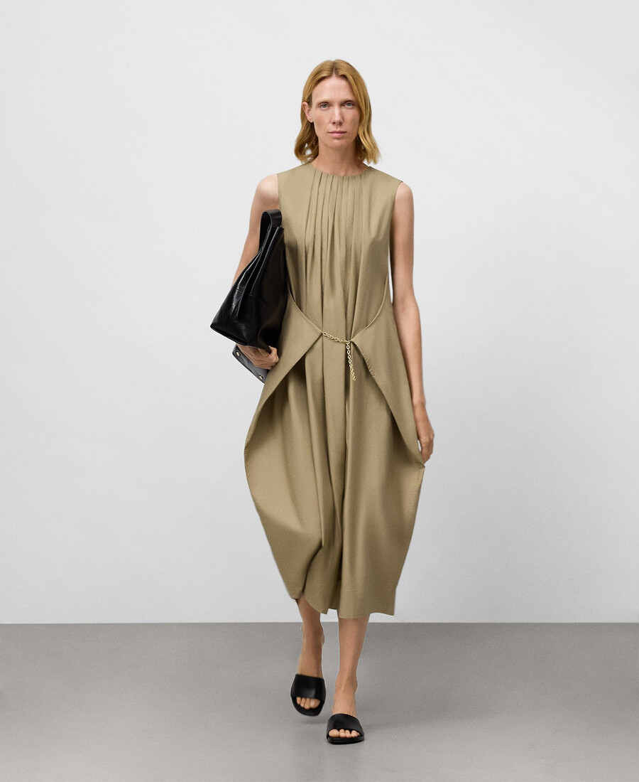 plisseekleid mit kettendetail für damen