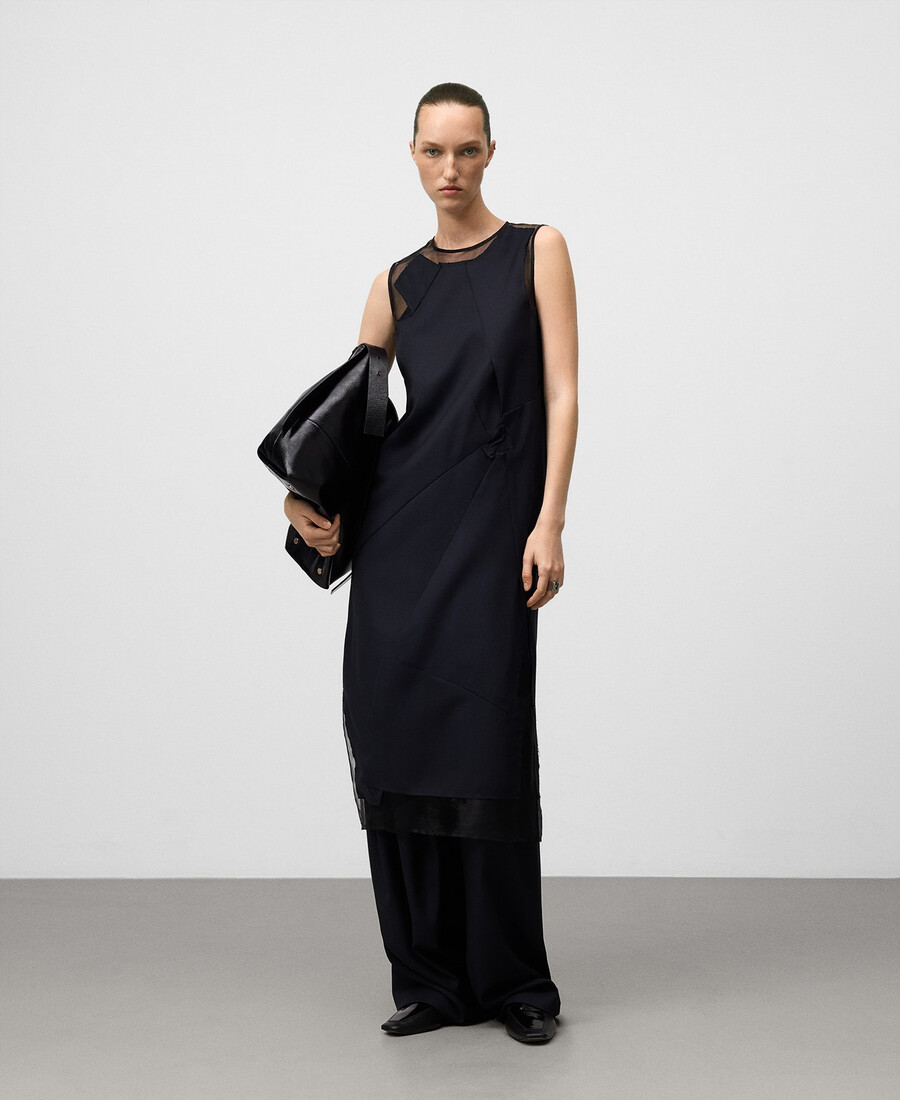kleid aus kontrastierendem geknittertem stoff für damen