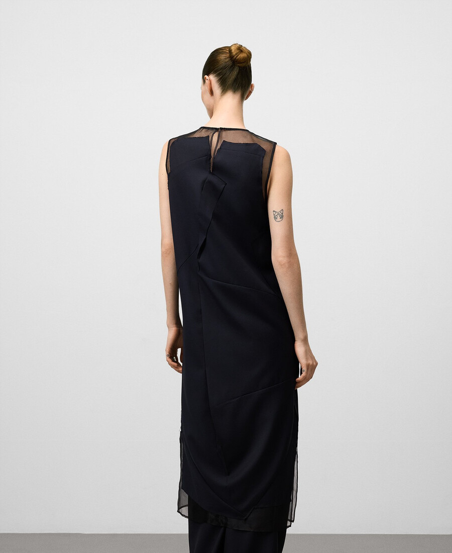 kleid aus kontrastierendem geknittertem stoff für damen