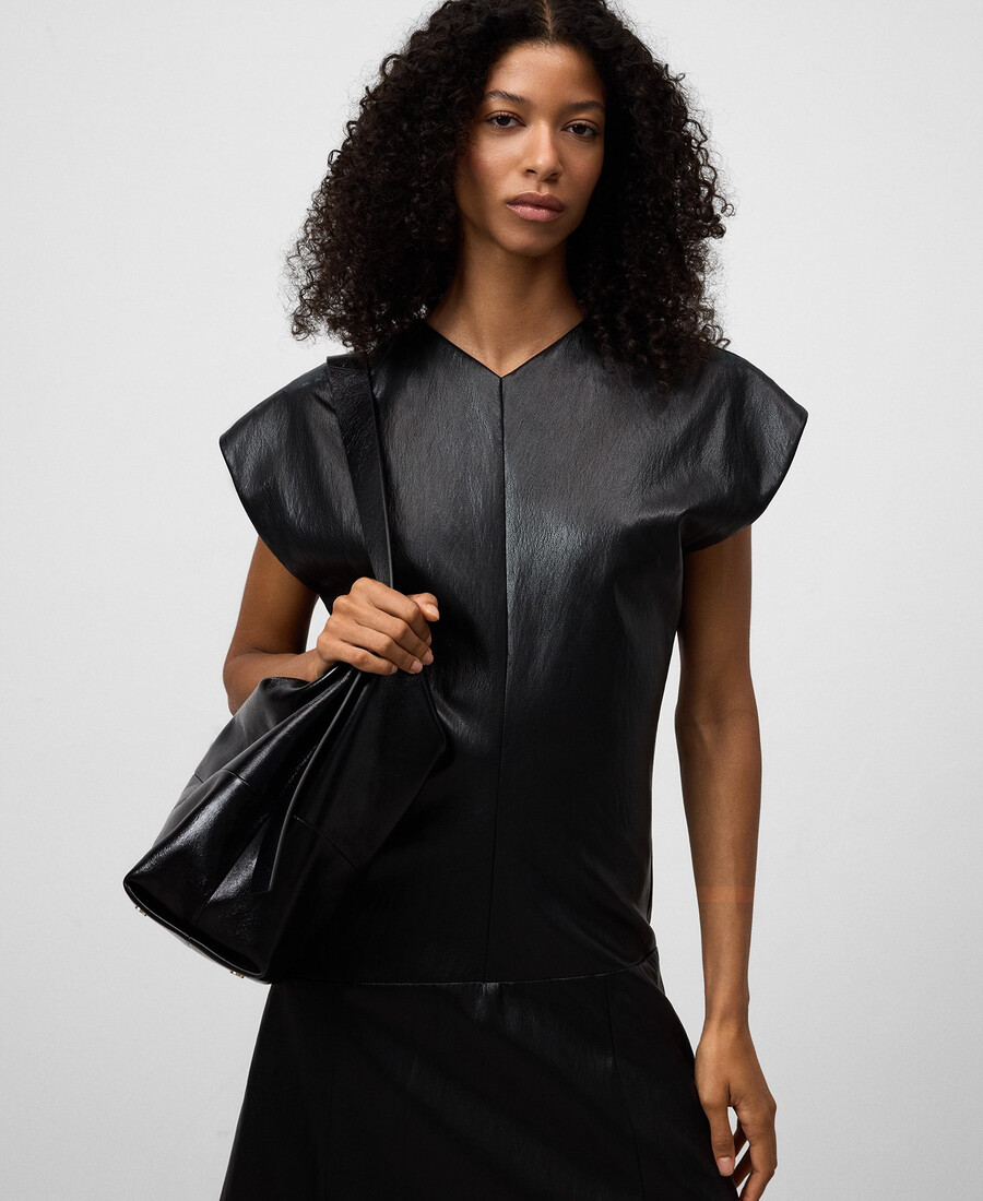 midikleid aus ledernicht-leder für damen