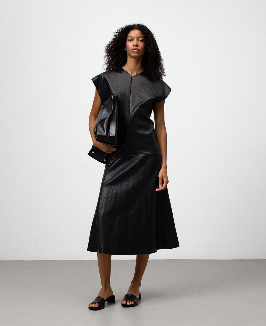 midikleid aus ledernicht-leder für damen
