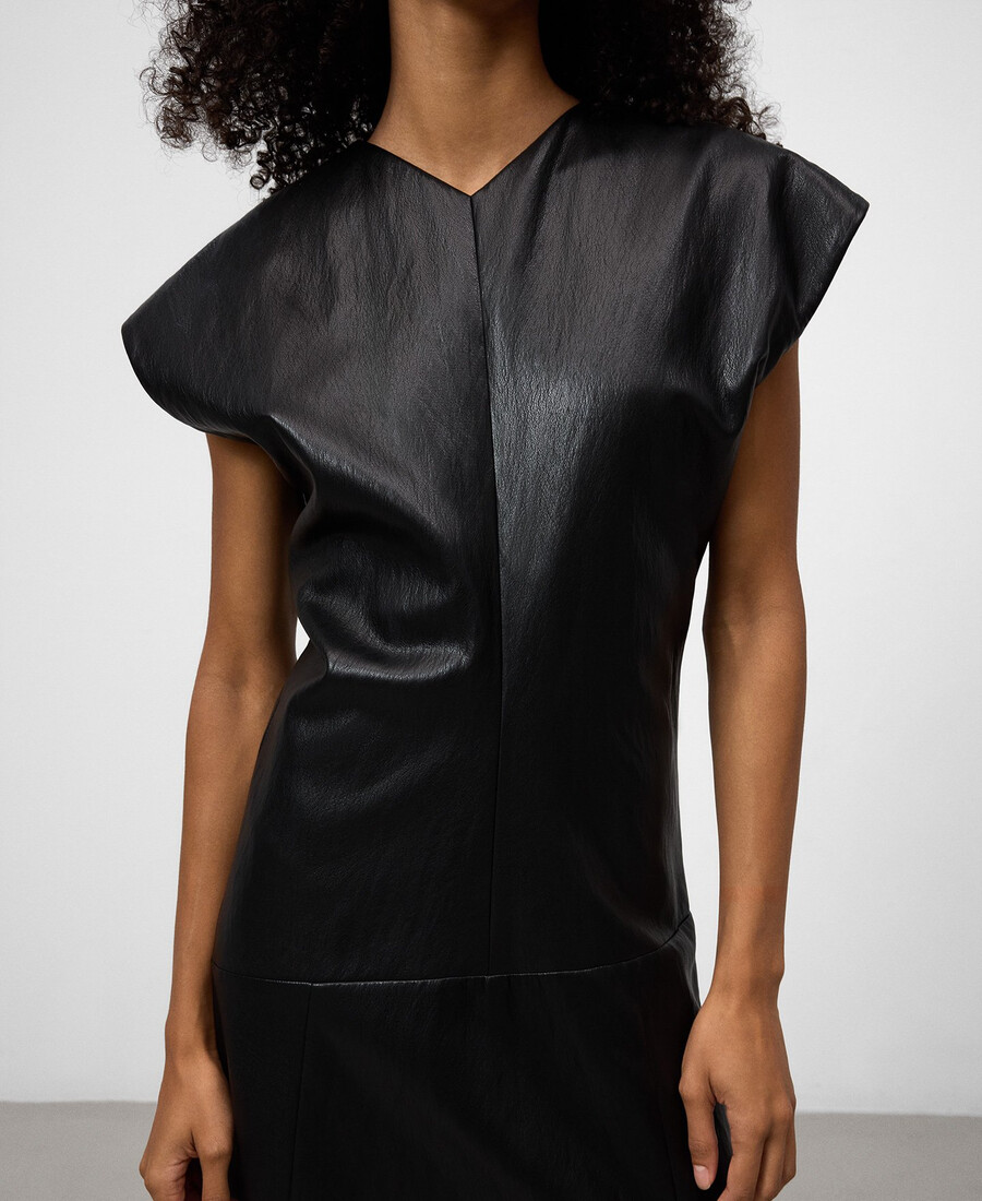 midikleid aus ledernicht-leder für damen