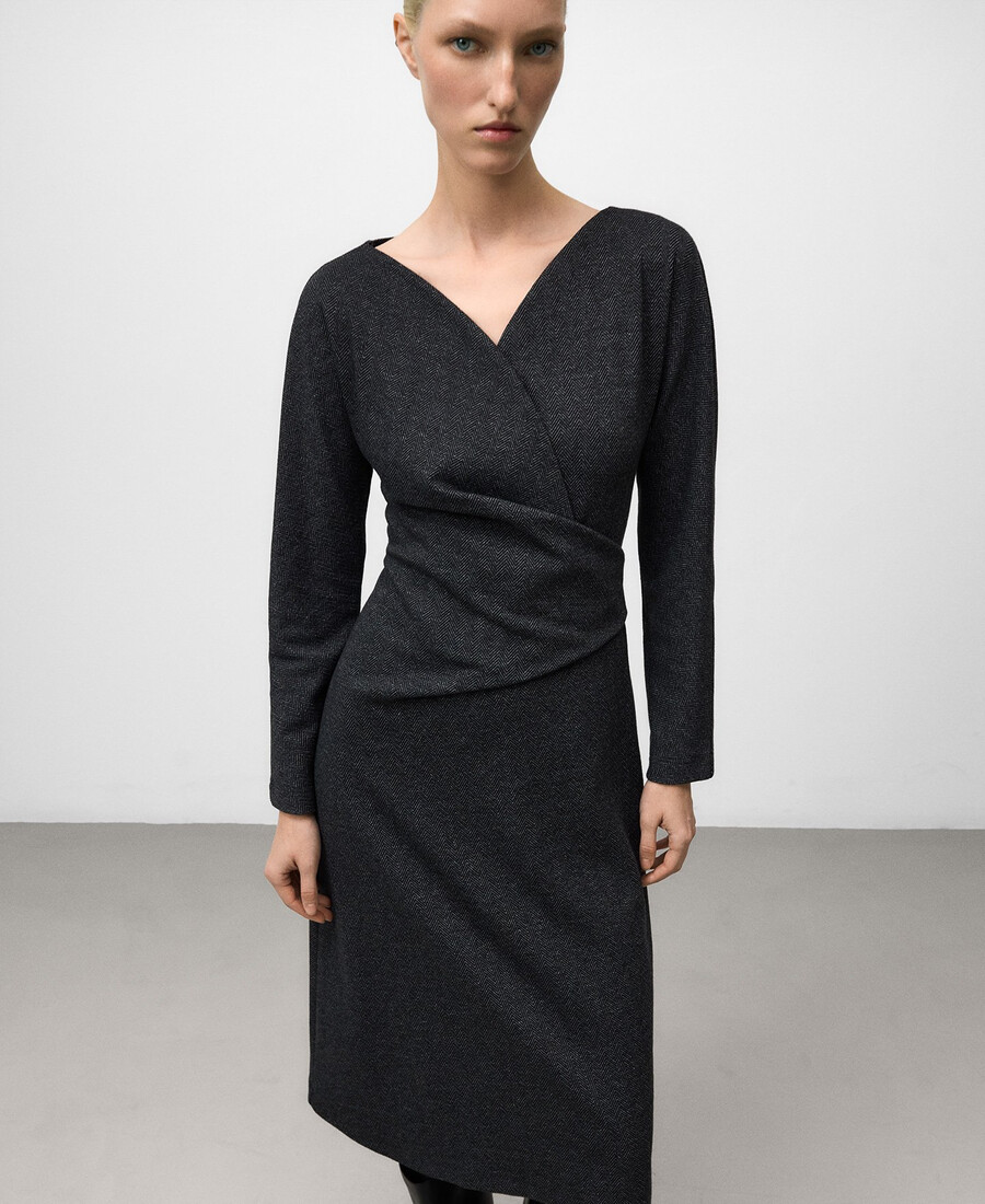 fischgrät-midikleid für damen