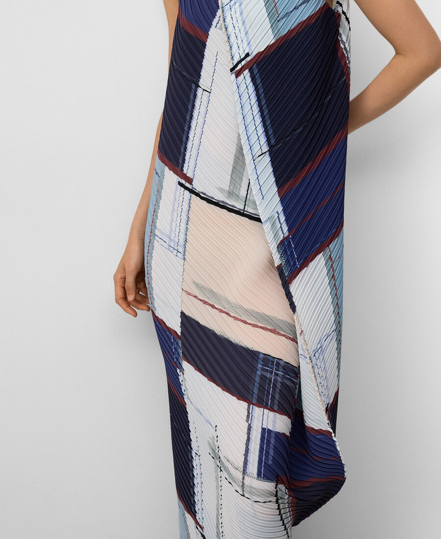 bedrucktes crinkle-midikleid für damen