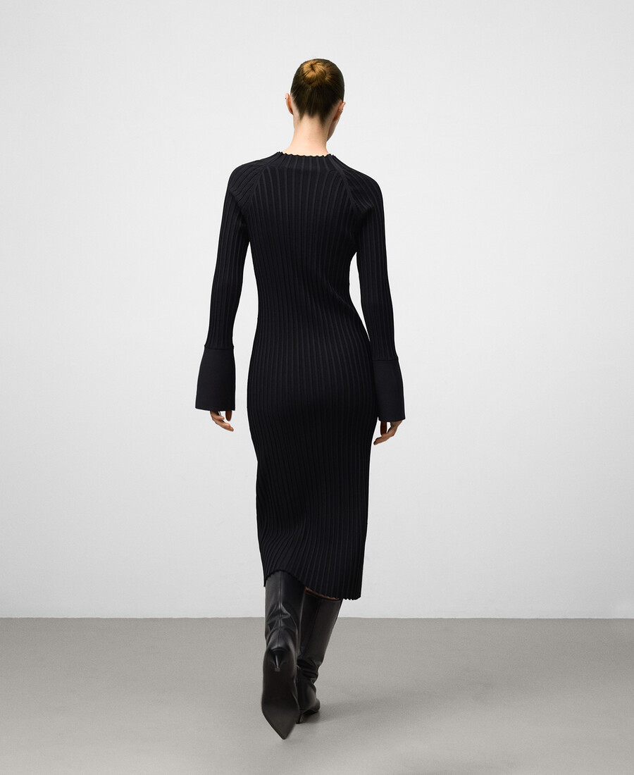 geripptes tailliertes kleid für damen