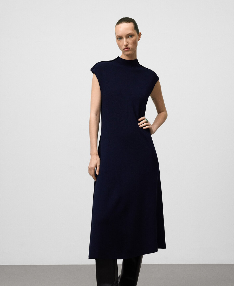 perkins strickkleid mit kragen für damen