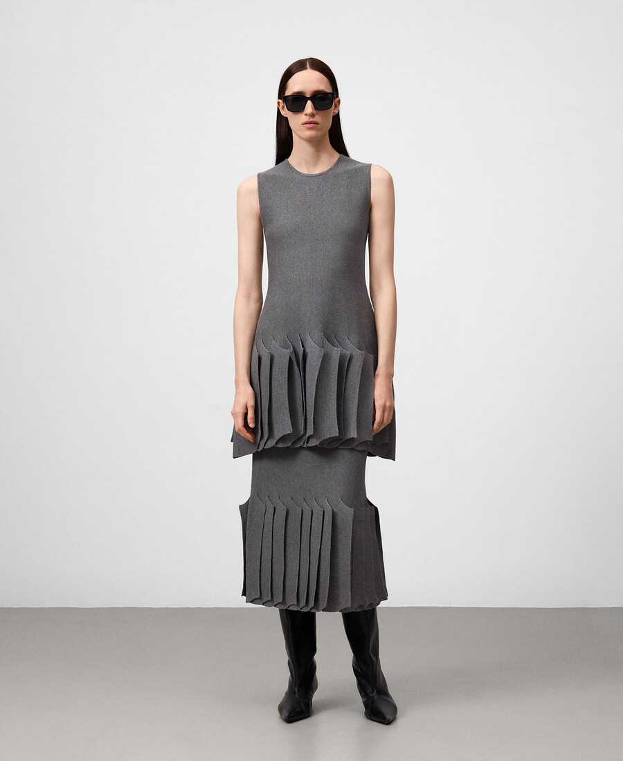 damen-strickkleid mit faltensaum