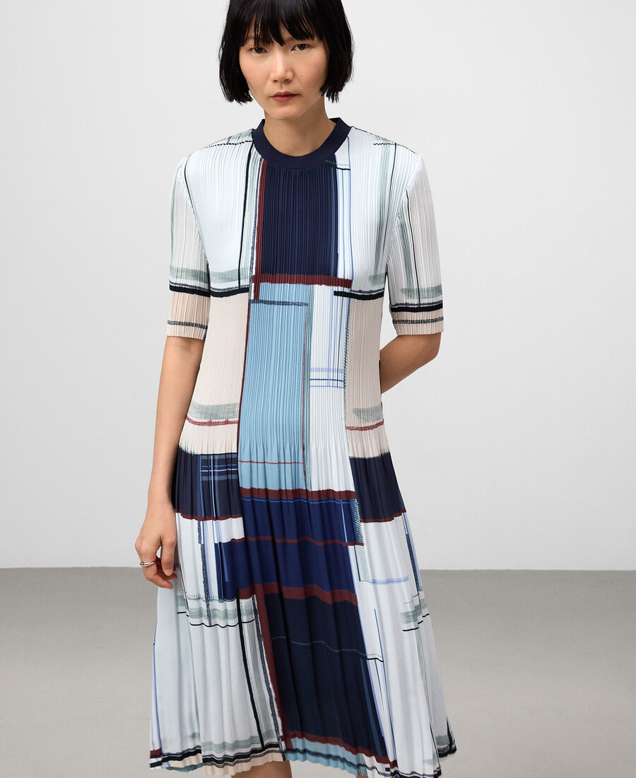 bedrucktes crinkle-kleid für damen