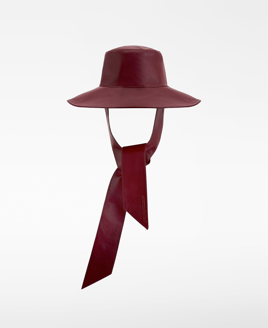leder-bucket-hat mit riemen für damen