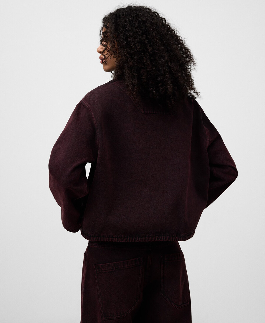 kurze jeansjacke aus gewaschenem denim für damen