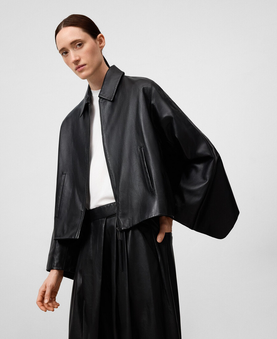 lederjacke mit rückencape für damen