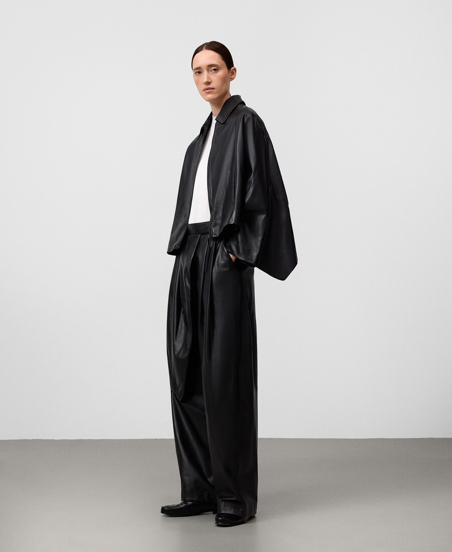 lederjacke mit rückencape für damen