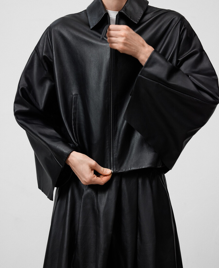 lederjacke mit rückencape für damen