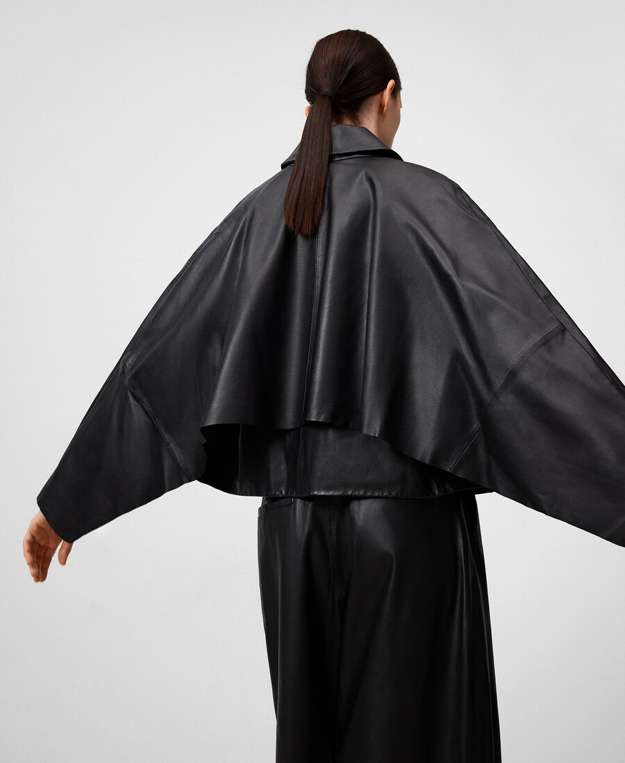 lederjacke mit rückencape für damen