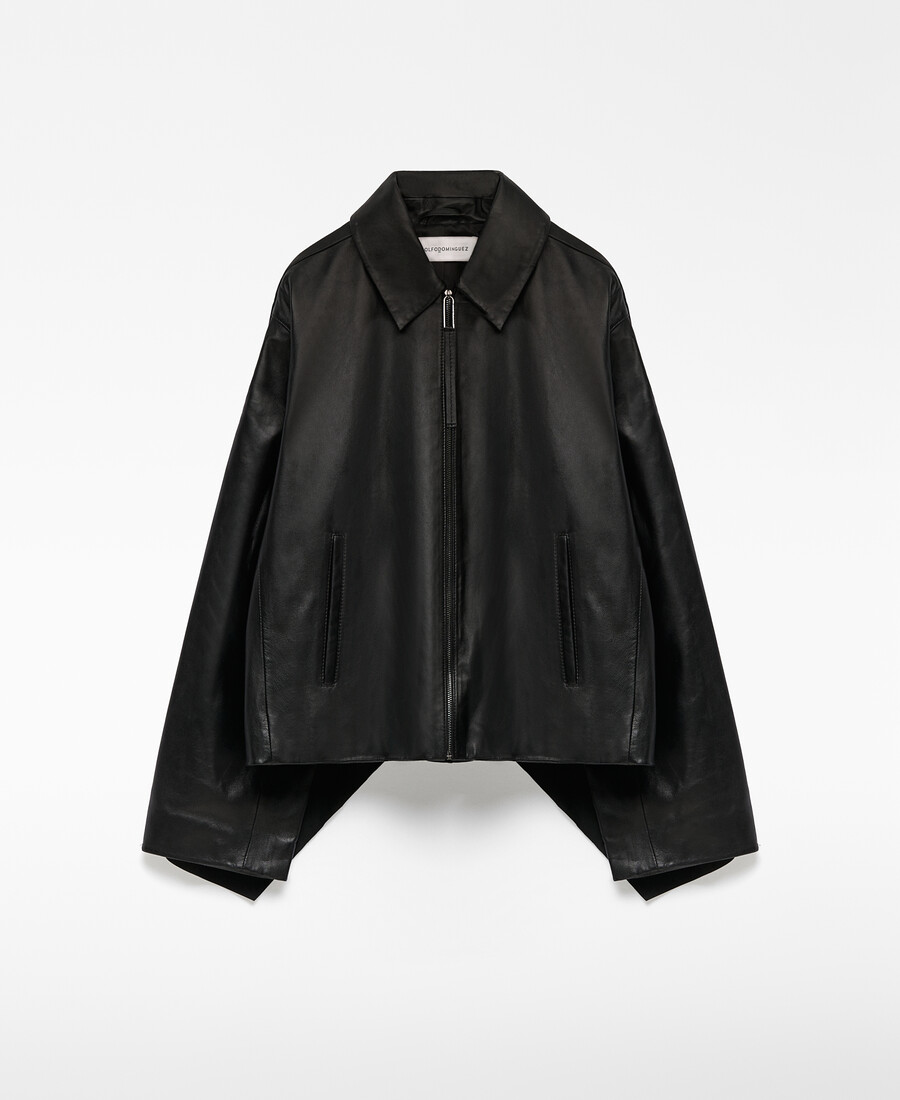 lederjacke mit rückencape für damen