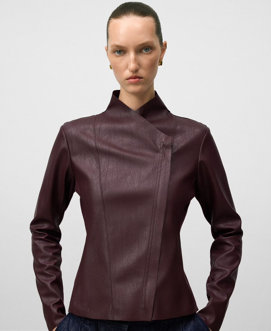 bikerjacke aus lederkunstleder für damen