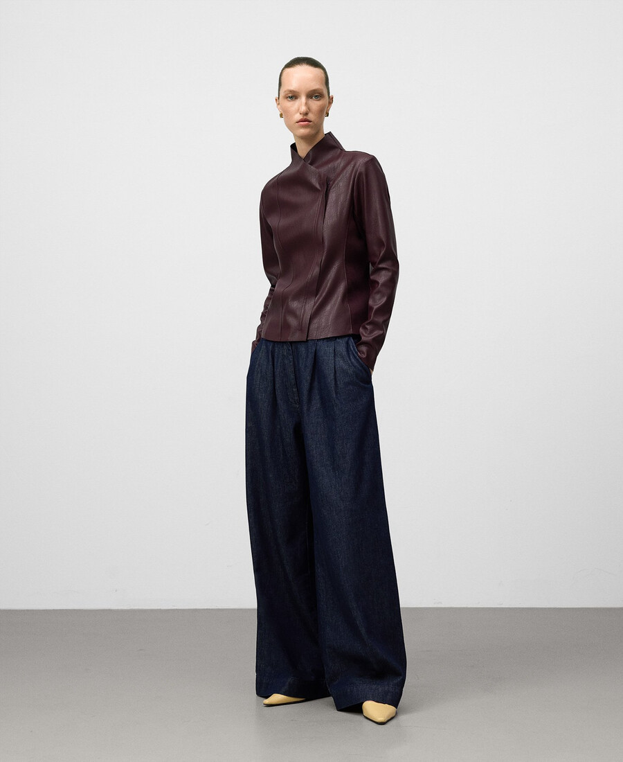 bikerjacke aus lederkunstleder für damen