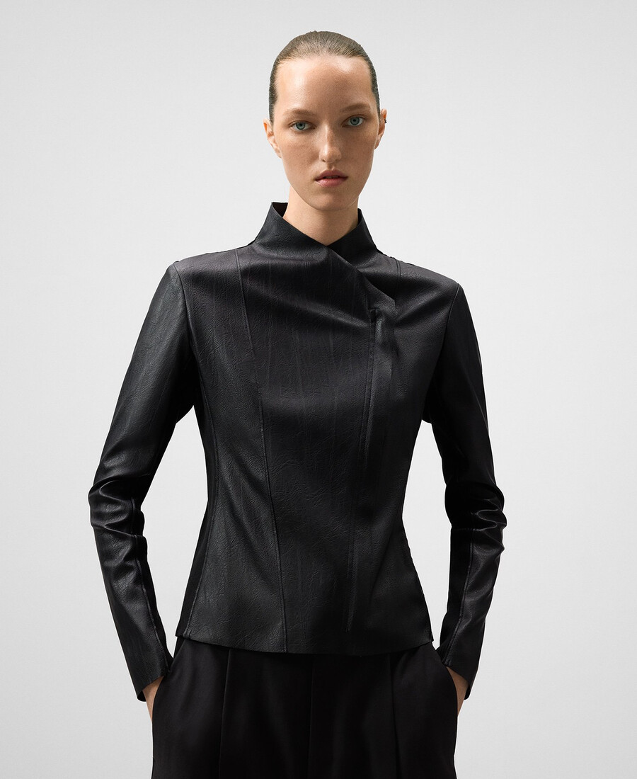 bikerjacke aus lederkunstleder für damen