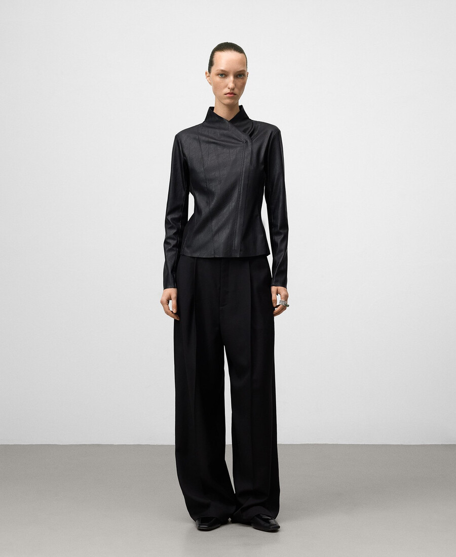 bikerjacke aus lederkunstleder für damen