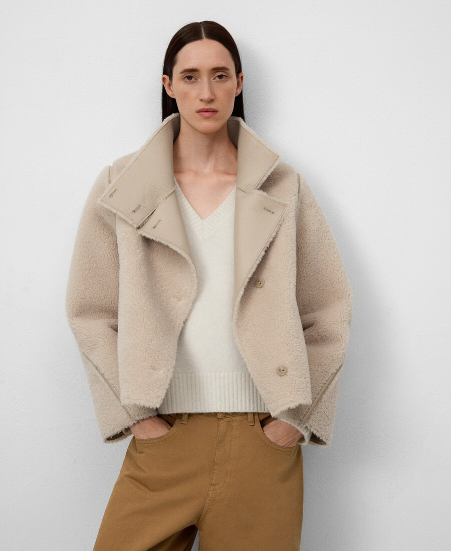 doppelseitige shearling-jacke für damen
