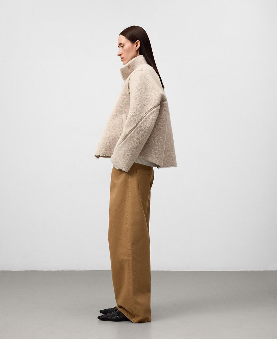 doppelseitige shearling-jacke für damen
