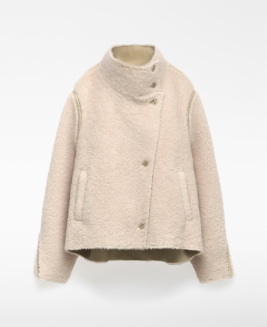 doppelseitige shearling-jacke für damen