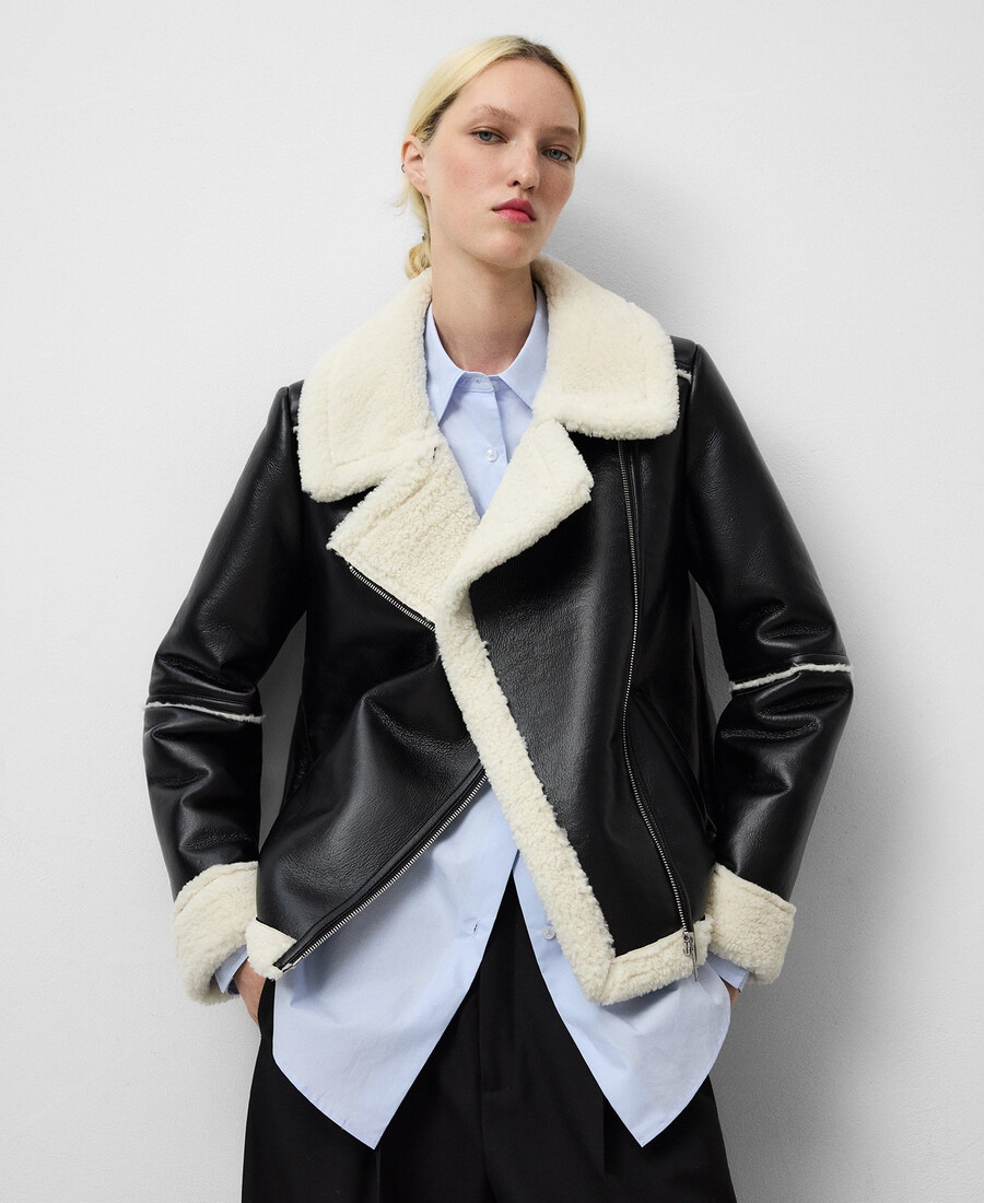 doppelseitige jacke aus nicht-ledernem material für damen